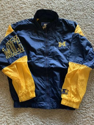 University Of Michigan Vintage Starter Pullover Full Zip Jacket Size M