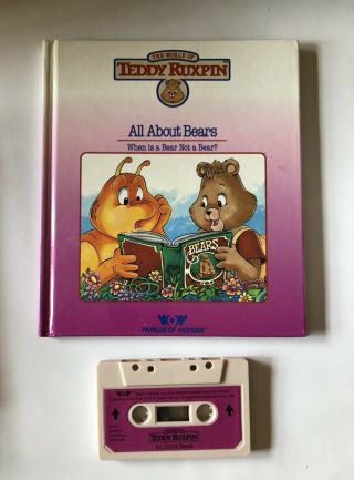 Teddy Ruxpin Worlds Of Wonder Book & Cassette Tape All About Bears Vtg