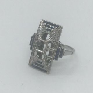 Antique Art Deco Platinum Diamond Sapphire Ring Mounting For Repair