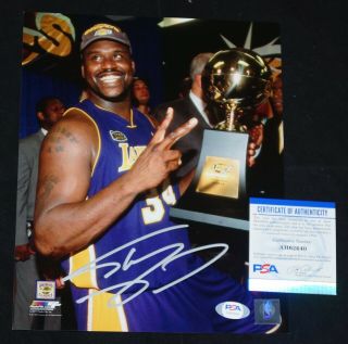 Shaq Shaquille O’neal Signed La Lakers Nba Champs 8x10 Photo,  Psa Ah62640
