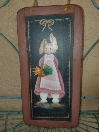 Vintage Country Wall Art,  Kitchen Garden Rabbit Hand Painted Chalkboard