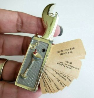 Vtg Can Bottle Opener Martini Mini Card Recipe Hints For The Home Bar