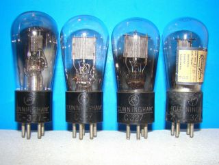 No Type C 327 Cunningham Radio Vintage Audio Vacuum 4 Tubes Valves Globe 227 27