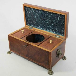 Fine Georgian Antique Brass Inlaid Tea Caddy George Iii Circa 1780 Box Casket
