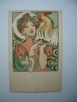 Antique Postcard By Alphonse Mucha «cocorico Cover » Ref.  Bowers & Martin P.  85
