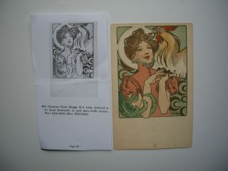 Antique Postcard by Alphonse Mucha «Cocorico Cover » Ref.  Bowers & Martin p.  85 3