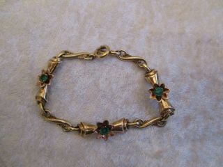Vintage Iskin 1/20 10kgf Emerald Green Stones Bracelet