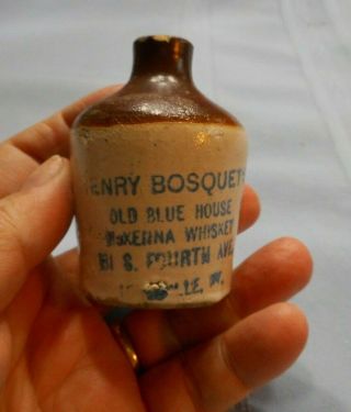 Antique Mini Whiskey Jug Harry Bosquets Ky Bourbon Old Blue House
