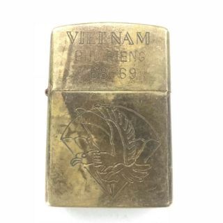 Vintage Brass Zippo Vietnam War Era Phu Rieng 1968 1969 Arvn Viet - Nam Lighter