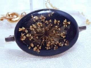 VINTAGE bundle REAL PRESSED DRIED FLOWERS set in resin and millefiori necklace. 3