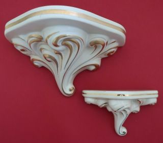 Vintage Giovanni Ronzan Torino Italy Ceramic Wall Brackets - Shelves 2 Sizes