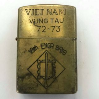 Vintage Brass Zippo Vietnam War Era Vung Tau 1972 1973 Arvn Viet - Nam Lighter