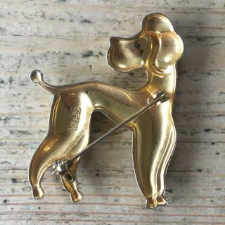 Vintage French Poodle Dog Pin Brooch Gold Tone With Textured Detail 2