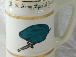 VTG 1970 ' s VIETNAM WAR US ARMY SPECIAL FORCES GREEN BERET BUNTING MUG STEIN 3