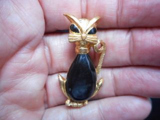 Authentic Vintage - Gold Tone Jelly Belly Cat/kitty Brooch/pin
