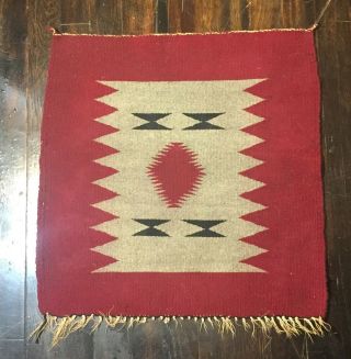 Antique Native American Indian Navajo Rug Runner Blanket Folk Art 19 X 19 Inches