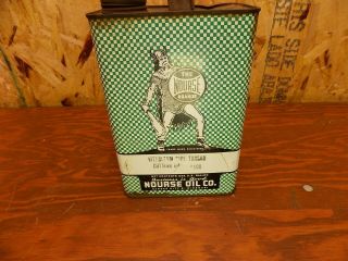Vintage Advertising The Nourse Oil Co Motor Oil Two 2 Gallon Can Tin Gas Station