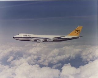 Large Vintage Photo - Condor Boeing 747 D - Abyf In - Flight