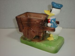 Donald Duck And Wheelbarrow Planter Mid Century Porcelain Vtg Walt Disney Japan