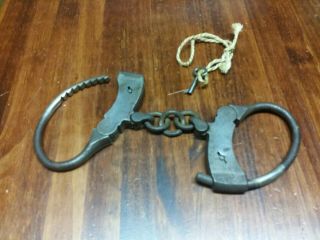 Rare Antique Handcuffs - Mattatuck ☆ With Key ✪police✪jail✪prison✪navy