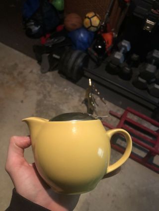 Vintage Zero Japan Yellow Porcelain Tea Pot W/ Stainless Lid & Infuser Teapot