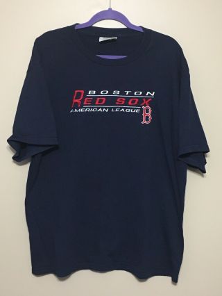 Mens Xl Lee Sport Ss Shirt Boston Red Sox Mlb American League Navy Blue Cotton