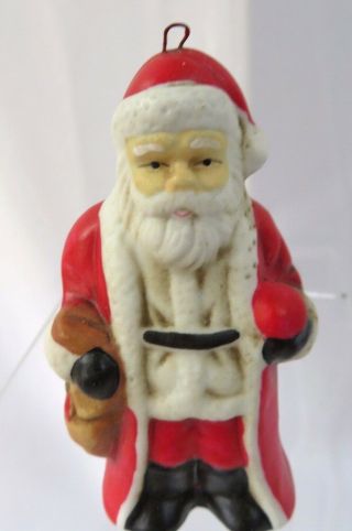 Vtg Santa Christmas Ornament Porcelain Ceramic 3.  5 "
