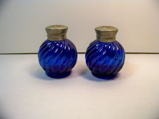 Vintage Cobalt Blue Depression Glass Salt And Pepper Shaker Set,  2 " Tall