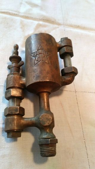 Antique Powell Boson 1/3 Pint Brass Hit & Miss Engine Oiler 2