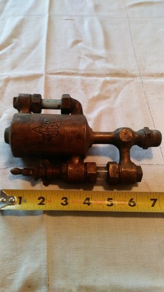 Antique Powell Boson 1/3 Pint Brass Hit & Miss Engine Oiler 3