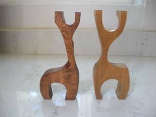 2 vintage mid century modern wooden reindeer hand crafted 3