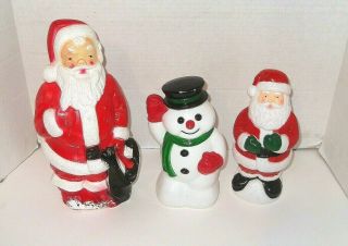 3 Vintage Christmas Outdoor Blow Molds Santa Snowman Empire General Foam No Cord