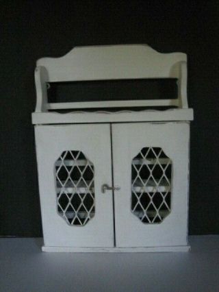 Vintage 2 Door Spice Cabinet Wall Standing Painted White Rustic Farmhouse