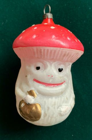 Antique Mushroom Man With Money Bag Christmas Ornament