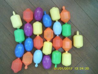 24 Vintage Classic Fisher Price Snap Lock Pop Beads Link Baby Toy Shapes Colors