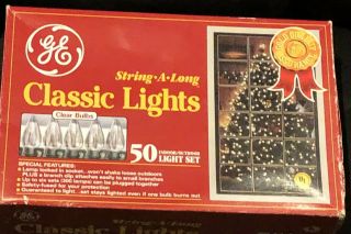 Vintage Ge Christmas String Lights Set Of 50 With Covers Htf