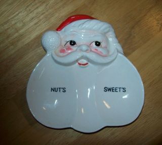 Vintage Howard Holt Christmas Santa Candy Dish For Nut 