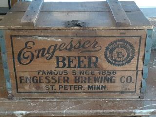 Antique Brewery Beer Wood Crate.  Engesser Brewery 1856.  Minnesota.  Prohibition