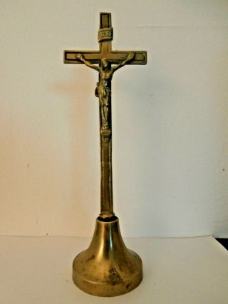 Crucifix Antique French Bronze Jesus Inri Standing Cross 19th Century A