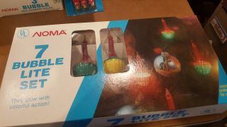 Noma Bubble Lite Set Of 7 Green Red Christmas Lights Vintage