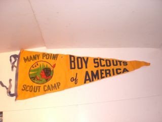 Vintage Boy Scouts Of America Camp Many Point Minnesota Felt Banner Pennant