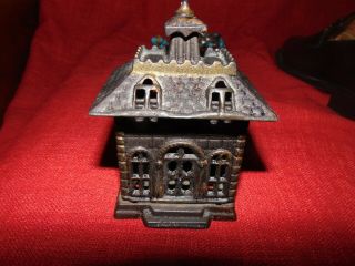 Antique Cast Iron State Bank Building Bank Money Box Usa By Arcade 1900 