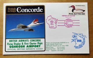 Concorde G - Boab 1985 Flown Cover First Charter Flight Oshkosh Airport