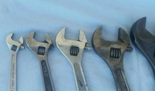 Set of 6 vintage USA made Adjustable Wrenches 15 