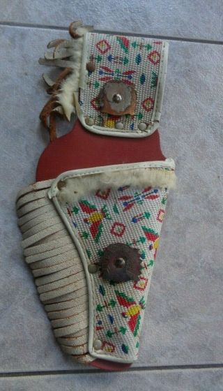 Antique Native American Leather Beaded Toy 1940 