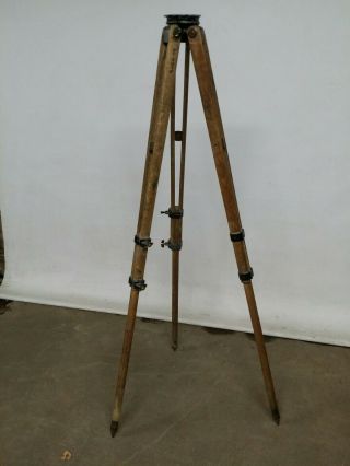 Antique Umeco Wooden Surveyor Transit Level Tripod,  Adjustable Lamp Stand Scarce