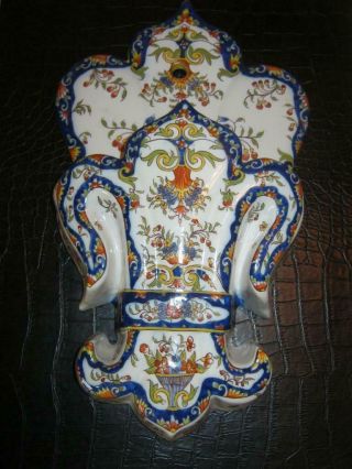 Stunning Antique French Faience Pottery Wall Pocket