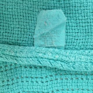 Vintage Beacon Baby Blanket Pastel Aqua Open Weave Woven Cotton WPL 1675 USA 3