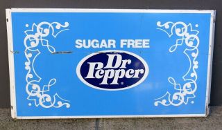 Vintage Dr.  Pepper Tin Sign For Cooler - Blue - Sugar