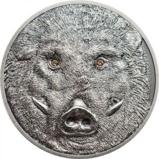 Mongolia 2018 500 Togrog Wild Boar – Sus Scrofa 1 Oz Silver Antique Coin